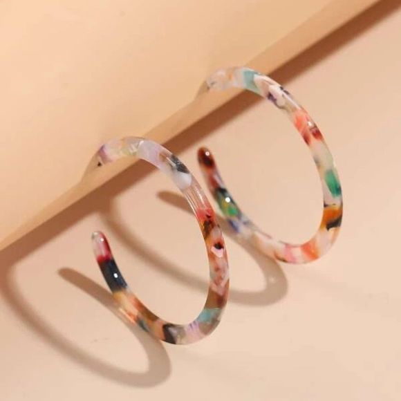 Jewelry - 7/$35 Multi Color Acrylic C Hoop Earrings Resin Statement Earrings